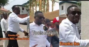 Emeka Ike protests at INEC office after losing House of Reps ticket Emeka Ike protests at INEC office over alleged rigging