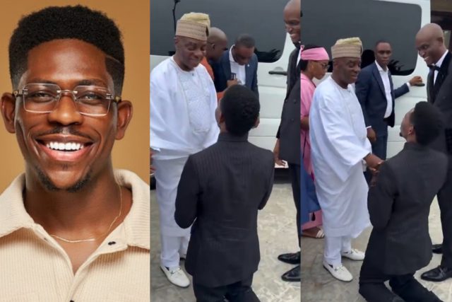 Moses Bliss reacts after meeting Oyedepo