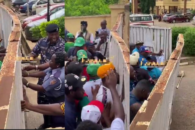 Oyo Abduction: Ogun Protesters forcefully gain entrance into Govt house Oyo Abduction: Ogun Protesters forcefully gain entrance into Govt house