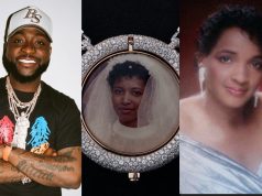 Davido features late mother on portrait of custom diamond chain Davido features late mother on portrait of custom diamond chain