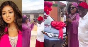 Regina Daniels gifts dad a new car on his birthday Regina Daniels gifts dad a new car on his birthday