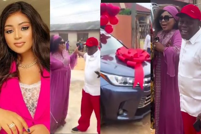 Regina Daniels gifts dad a new car on his birthday
