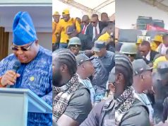 Governor Adeleke fall as stage collapses during rally Governor Adeleke fall as stage collapses during rally