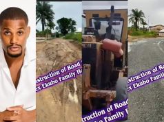 Road leading to late Alexx Ekubo’s family house constructed Road leading to late Alexx Ekubo’s family house constructed