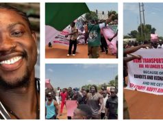 VeryDarkMan leads peaceful protest at Defence Headquarters in Abuja