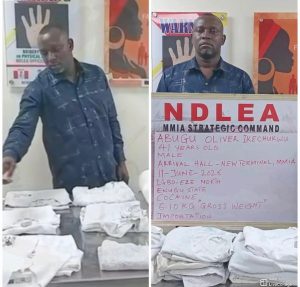 NDLEA arrests Brazil-based businessman with 6.1kg cocaine hidden in shirts, towels