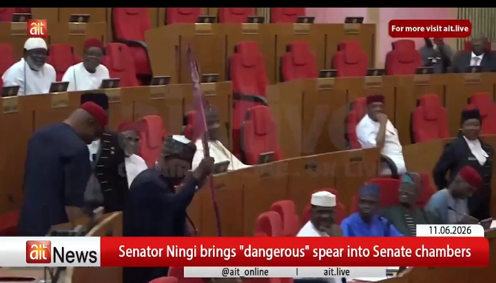 Tension as Senator Ningi arrives with spear at plenary