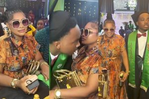 Mercy Aigbe's son graduates from secondary school