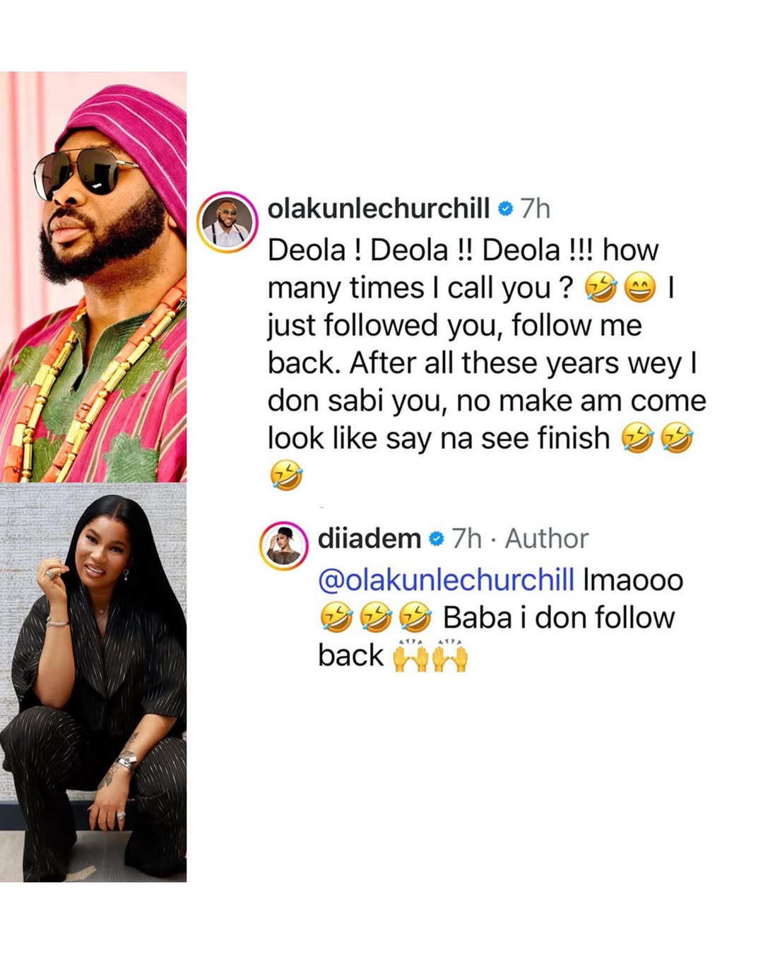 Churchill and Adeola Diiadem dismisses dating rumours