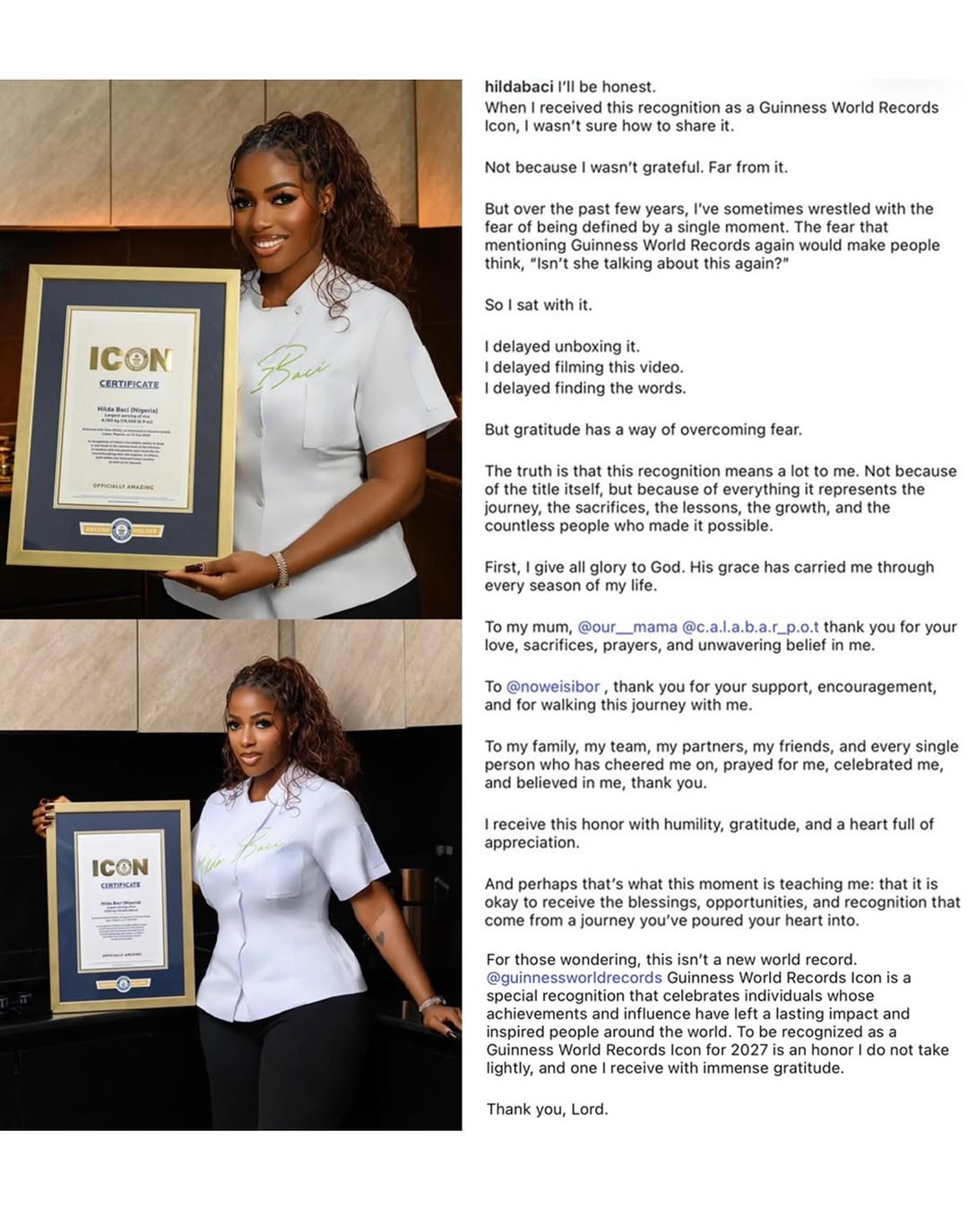 Hilda Baci celebrates being named Guinness World Record icon