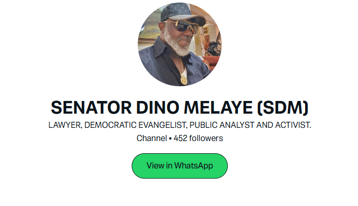 Dino Melaye opens a WhatsApp channel as Nigerians ask 'to benefit what?' 3 Dino Melaye
