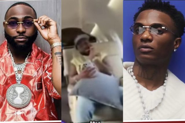 Moment Wizkid's song played in Davido's private jet amid feud