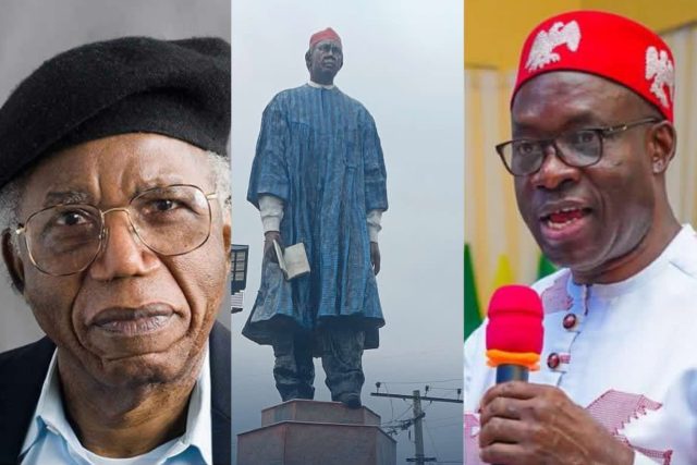 Soludo unveils statue of Chinua Achebe in Anambra Soludo unveils statue of Chinua Achebe in Anambra