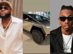 Davido gifts Mayorkun a Tesla Cybertruck Davido gifts Mayorkun a Cybertruck
