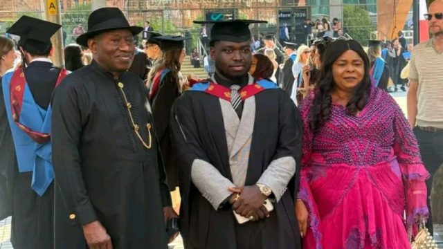 Goodluck-Jonathan-wife-Patience-and-son-Ariwera Jonathan's son graduates from UK University
