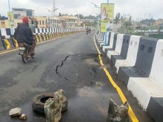 Newly commissioned Osogbo flyover damaged Newly commissioned Osogbo flyover damaged