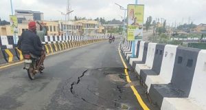 Newly commissioned Osogbo flyover damaged Newly commissioned Osogbo flyover damaged