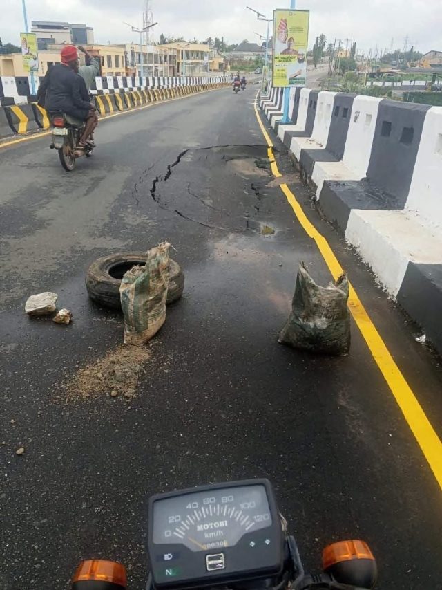 Newly commissioned Osogbo flyover damaged Newly commissioned Osogbo flyover damaged