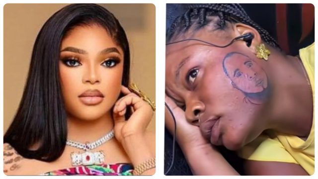 Bobrisky Blasts lady for attooing lover on her face