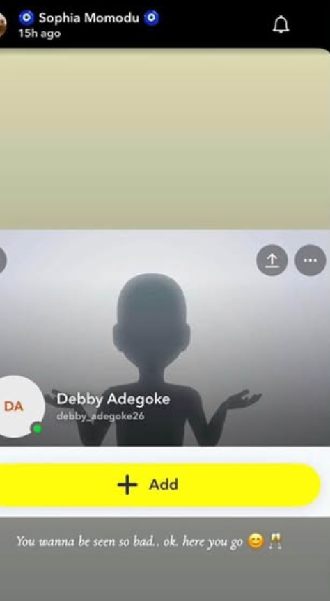 Snapchat user tells Sophia Momodu 'to stop selling her body for money'' 2 Sophia Momodu reacts after fan accused her of selling her body