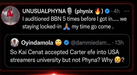 I auditioned for BBNaija five times - Phyna 2 I auditioned for BBNaija five times - Phyna