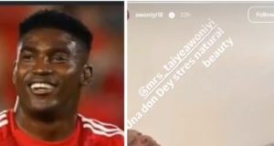 Taiwo Awoniyi and wife banter trolls mocking her physical appearance Taiwo Awoniyi and wife banter trolls mocking her physical appearance