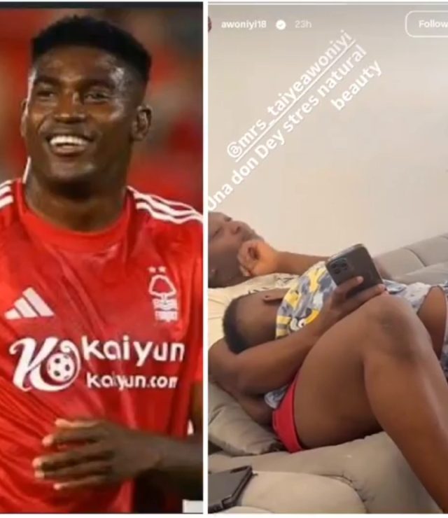 Taiwo Awoniyi and wife banter trolls mocking her physical appearance
