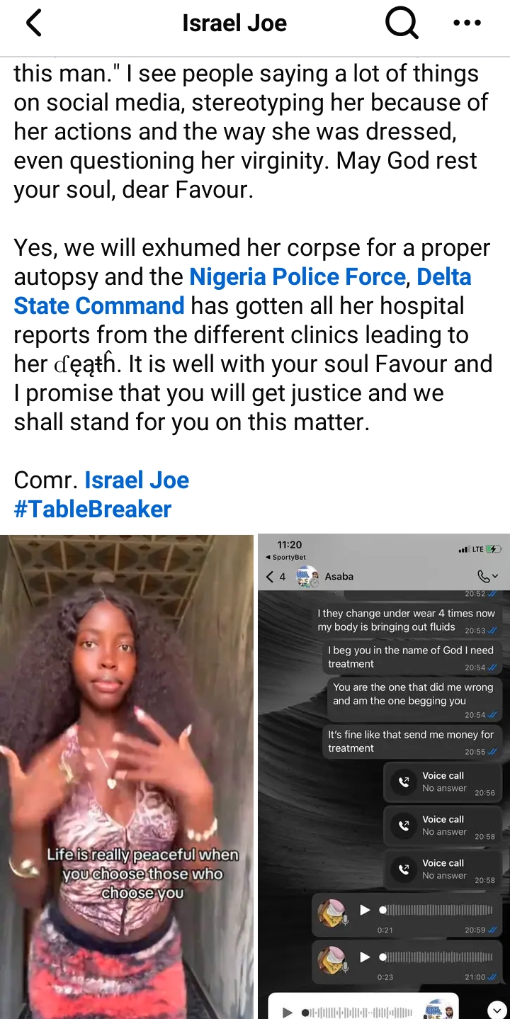 Activist explains why late Favour requested money from Odogwu of Asaba 3 Activist explains why late Favour requested money from Odogwu of Asaba