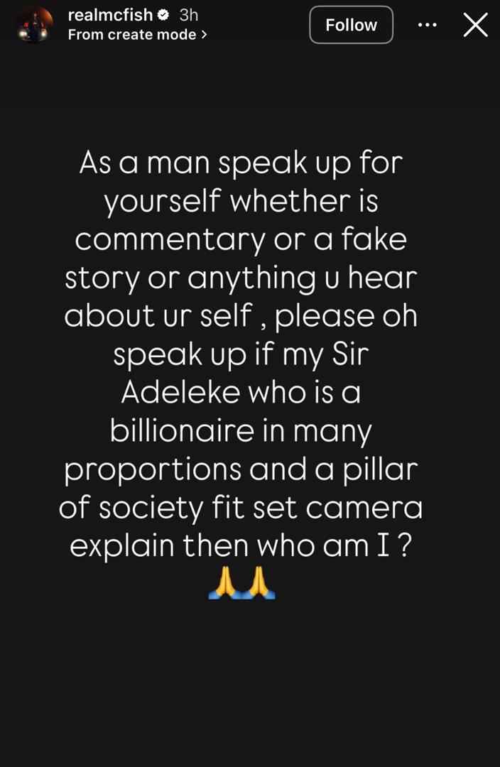 Mc Fish urges men to speak up against false narratives 2 Mc Fish urges men to speak up against false narratives