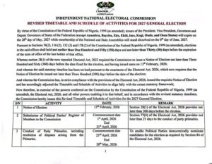 INEC announces campaign timetable for 2027 general elections