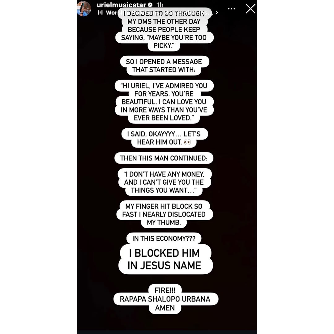 Uriel mocks admirer who told her he's broke 2 BBN Uriel blocks admirer who admitted he's broke