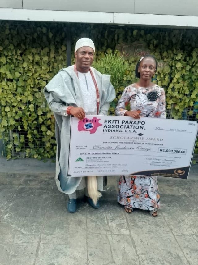 2026 JAMB best candidate, Daniella awarded N1m scholarship