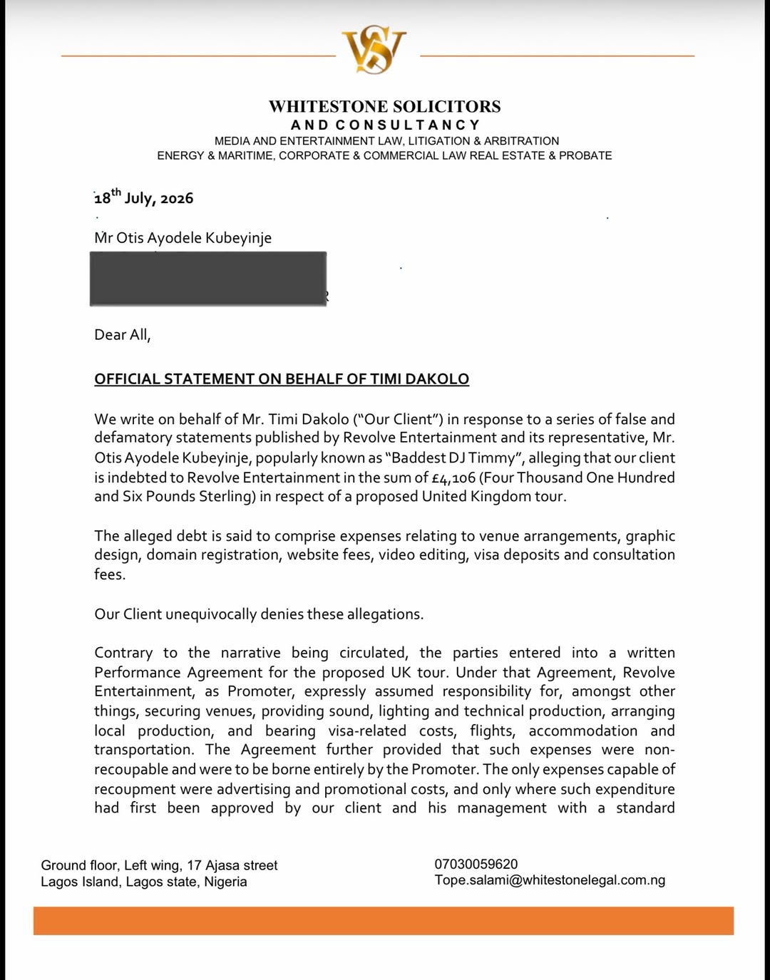 Timi Dakolo denies debt allegations by show promoter 2 Timi Dakolo denies debt allegations by show promoter