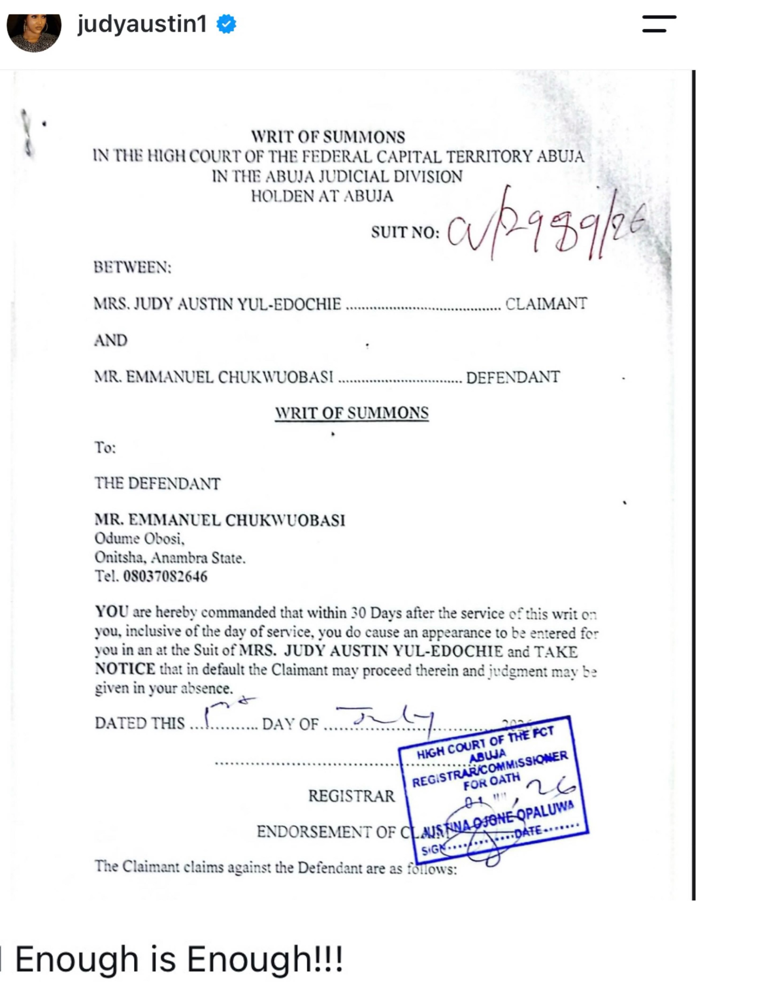 Judy Austin sues ex-husband Emmanuel Obasi 1 FB IMG 1786428527223