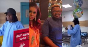 Niniola shares one of hospital moments with late husband Niniola shares final moment with husband at the hospital