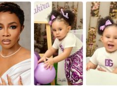 Toke Makinwa reveals daughter’s face on her 1st birthday