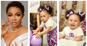 Toke Makinwa reveals daughter’s face on 1st birthday