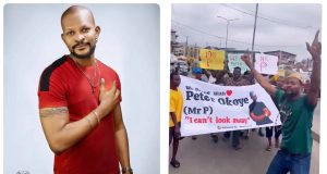 Uche Maduagwu takes to Lagos streets in support of Peter Okoye