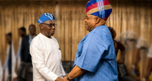 Obasanjo visits man of the moment; Adeleke Obasanjo visits Adeleke