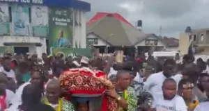 10-year-old Arugba carries sacred calabash at Osun/Osogbo festival