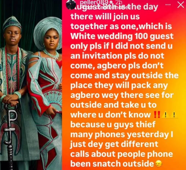 Peller warns only 100 guests will attend his white wedding 2 Peller warns only 100 guests will attend his white wedding