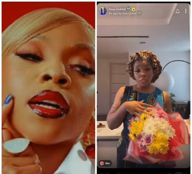 Fave reacts after anon sent her a flower bouquet Fave reacts after anon sent her a flower bouquet