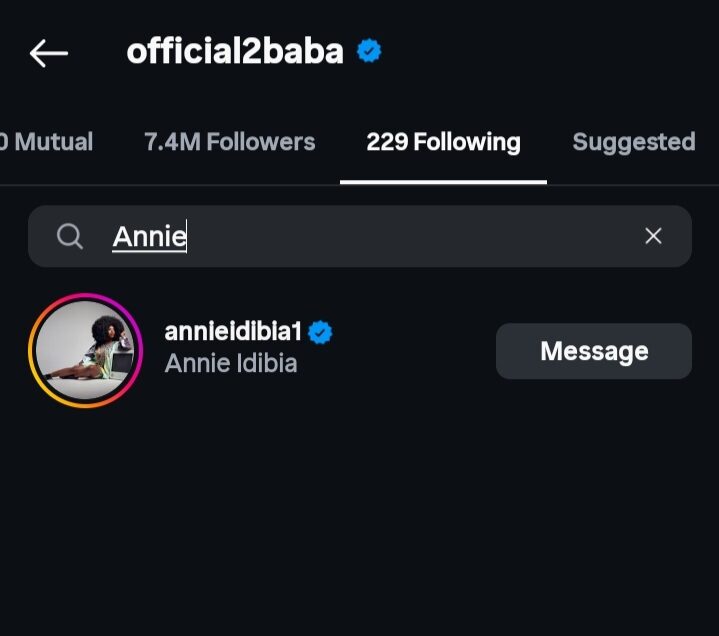 2baba, Annie Macaulay follow each other on IG again 2 2baba, Annie Macaulay follow each other on IG again