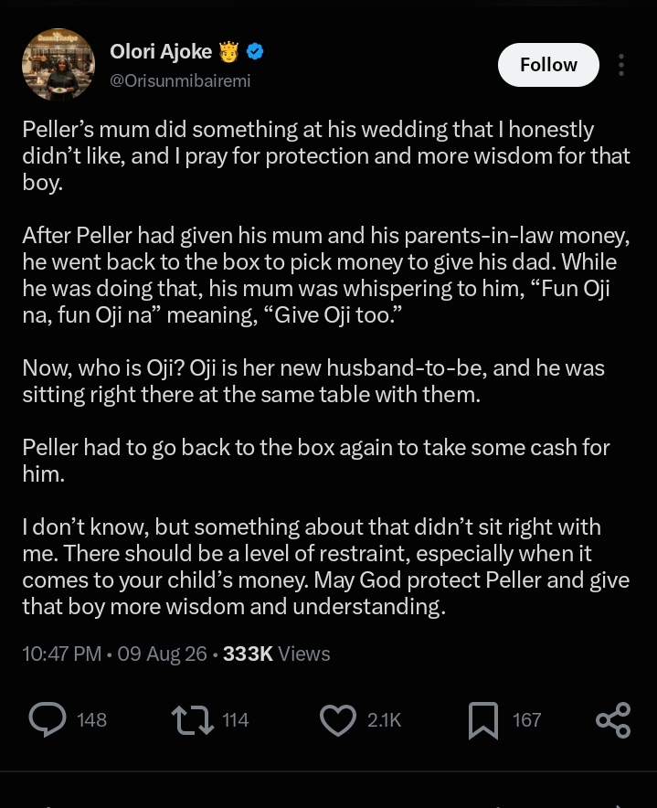 Man reacts after Peller's mum asked him to give "lover" money too 2 Man reacts after Peller's mum asked him to give lover money