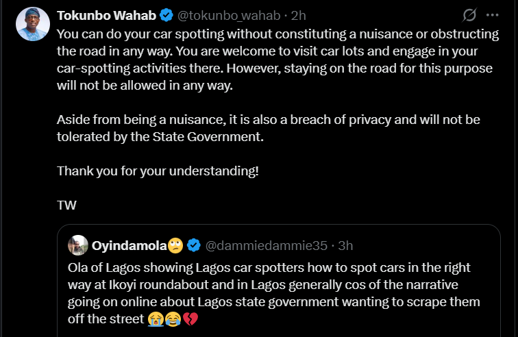 Stop being a nuisance! Tokunbo Wahab reacts to video of Ola of Lagos teaching car spotters 'the right way' 2 car spotters 3