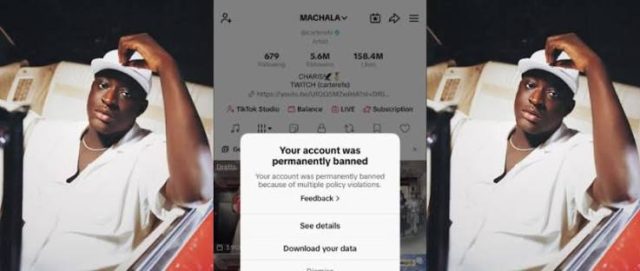 TikTok bans Carter Efe’s account Carter Efe