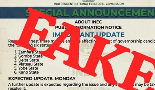 INEC debunks fake list of governorship candidates in six states
