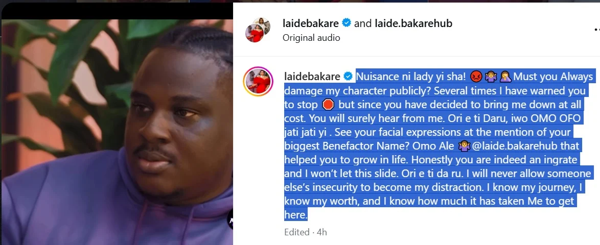 Laide Bakare SLAMS Eniola Badmus