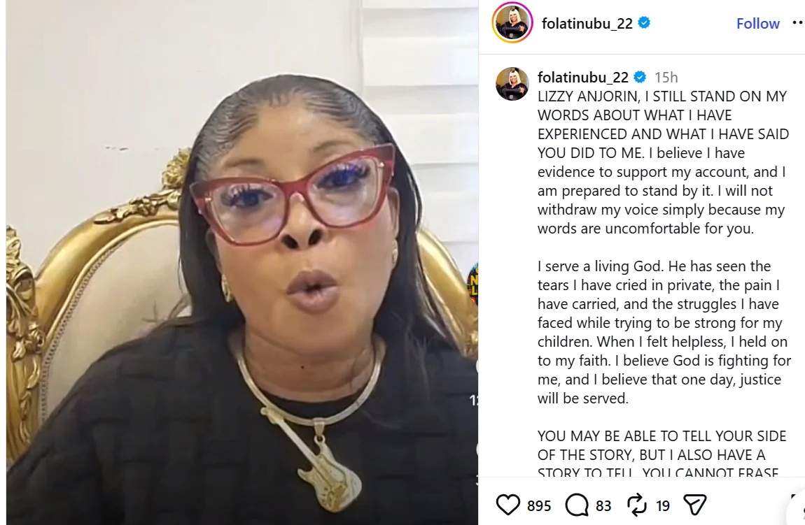  Lizzy Anjorin’s husband’s ex, Fola Tinubu SPEAKS OUT